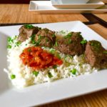 Summer Supper: Grilled Lamb Kebabs with Tomato Chutney Over Basmati Rice