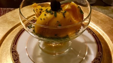 The ultimate dessert for your next dinner party: Mango Sorbet with Rose Water and Fresh Mint