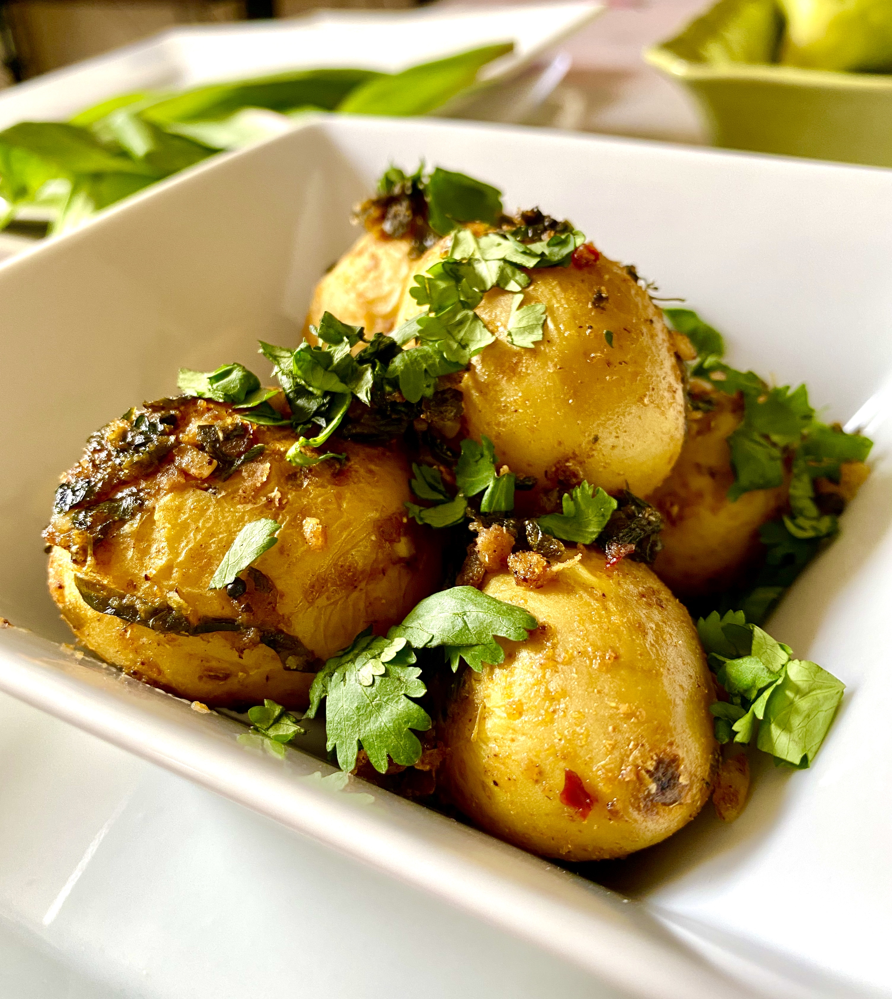 Curried potatoes with spring ramps