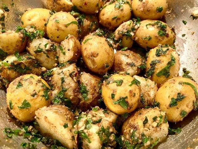 Combine potatoes and spring ramps