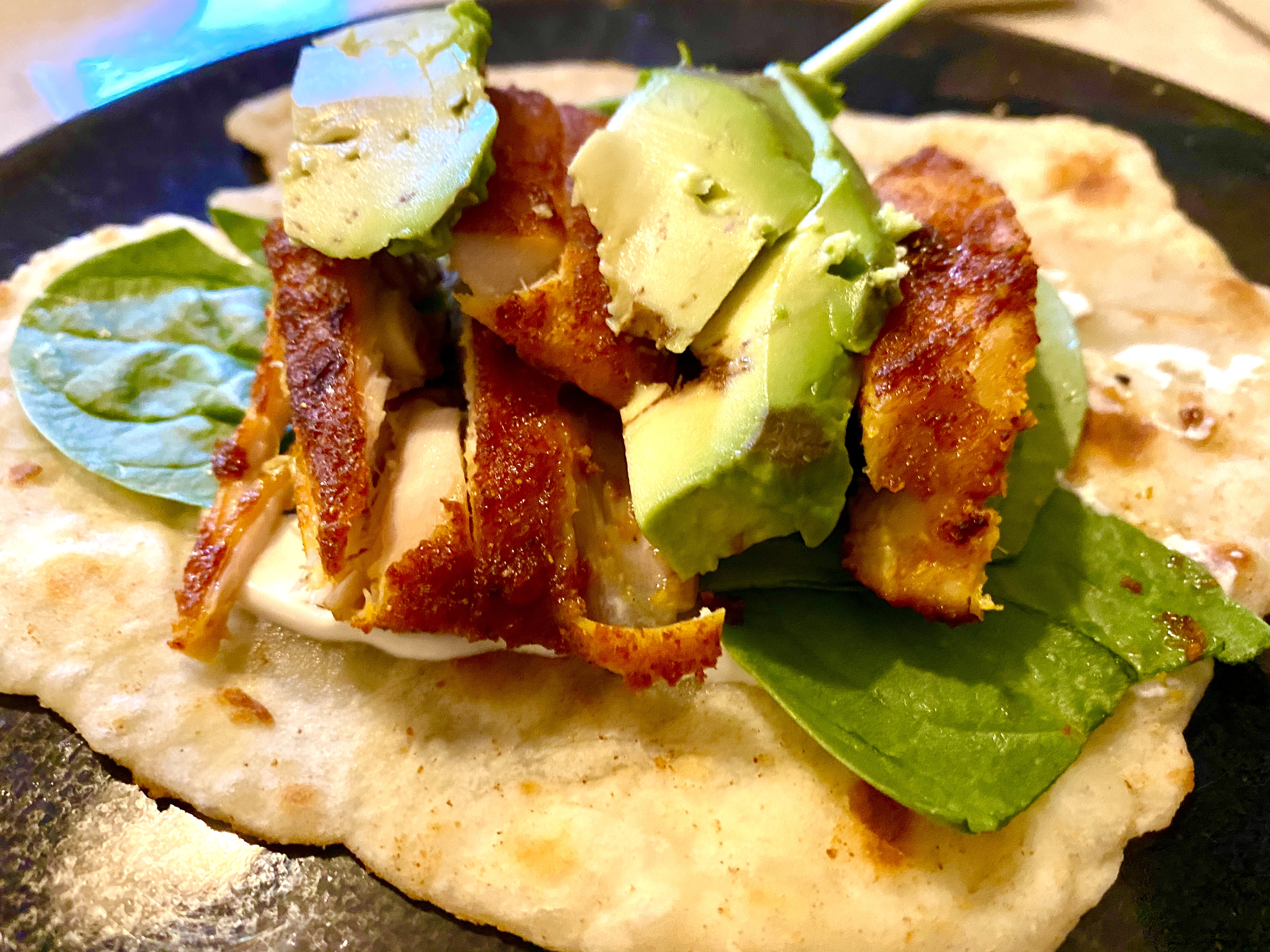3-ingredient flatbread with curried chicken